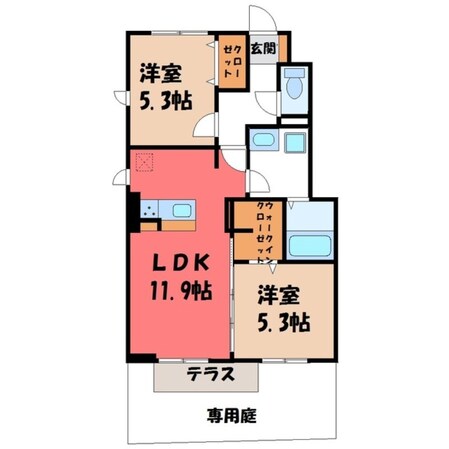 宇都宮駅 徒歩49分 1階の物件間取画像